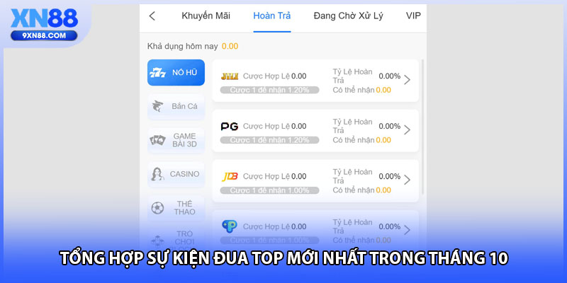 Tổng hợp sự kiện đua top mới nhất trong tháng 10